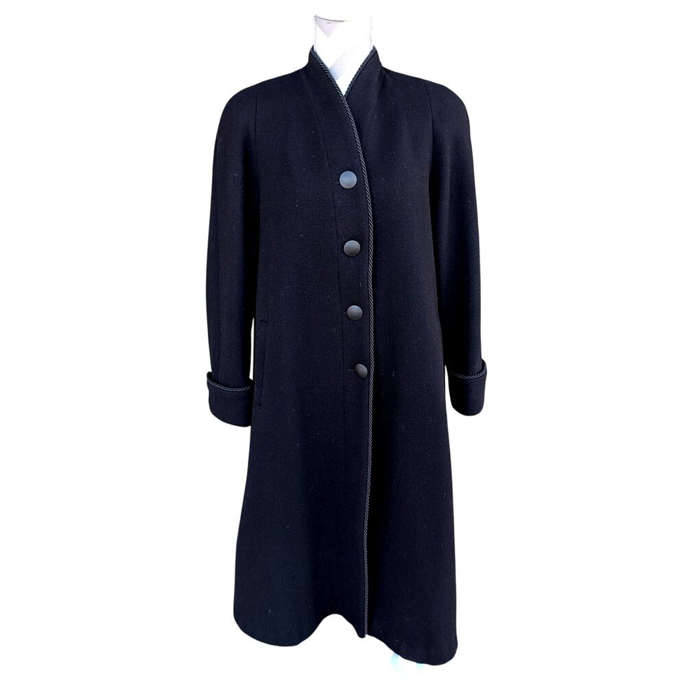 Vintage Jad Coat 14 Petite Black Wool Over Opera Dress Evening Formal Long USA